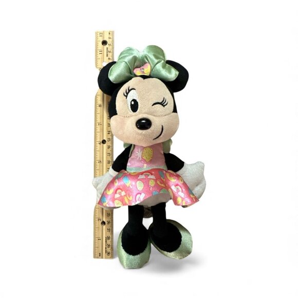 Disney Minnie Mouse Plush Toy 11" Pink & Green Dress Satin Bow Collectible Kids - Picture 3 of 3